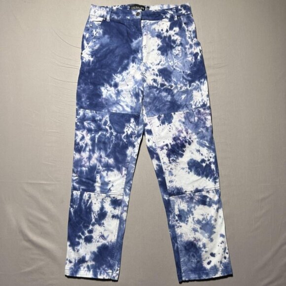 Wildfang Pants Womens Medium Blue White Tie-Dye The Essential Work Pant WP5300 - Picture 1 of 15